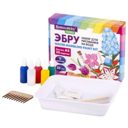 Набор для творчества. Рисование на воде Эбру, 5 цветов по 20мл, 20 картин А5 Brauberg 665353