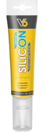 Герметик Силикон V6, санитарный, прозрачный 80мл(12шт) 02-03-24
