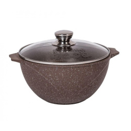 Казан алюминиевый литой с антиприг. покрытием Гранит Brown 7,0л со стеклян. крышкой с металл. ручками для плова Мечта 57806
