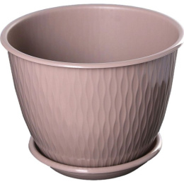 Горшок для цветов пластиковый Корсика с поддоном 2,4л d-19см h-14,5см фраппе 5plast 5PL0297