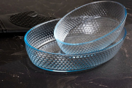 Формы для запекания стеклянные жаропрочные набор 2шт. овальные 34,8х24см/3,2л, 26х18см/1,5л, Соты Brart 145533