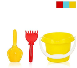 Набор для песочницы пластиковый  3 предмета Малыш: ведро, совок, грабли, в ассортименте, в сетке Совтехстром У534/16372