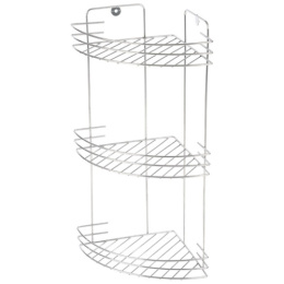 Полка угловая стальная хромированная 3 яруса крепление на шурупах Vento 19х19х41см Рыжий кот 310847