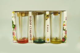 Набор стаканов стеклянных 6шт. 230мл высокие цветное дно микс, в п/у Декостек 146-Н9