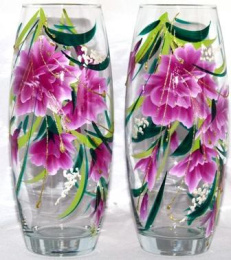 Ваза для цветов стеклянная бочонок h-26см Flora Симфония, прозрачный/художка, в п/у Декор-Стиль Н 43966