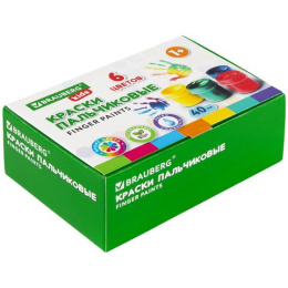 Краски пальчиковые  6 цветов 40мл Brauberg Kids Классика 192396