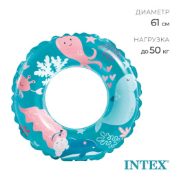 Круг для плавания надувной детский  61см, в ассортименте, от 6 до 10 лет Intex 59242NP