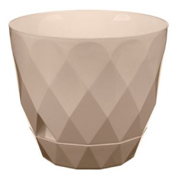 Горшок для цветов пластиковый Laurel с поддоном 1,3л d-14,5см бежевый IDIland 221610827/01