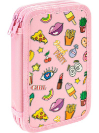 Пенал двухкамерный Фуд принт розовый ПН-8636