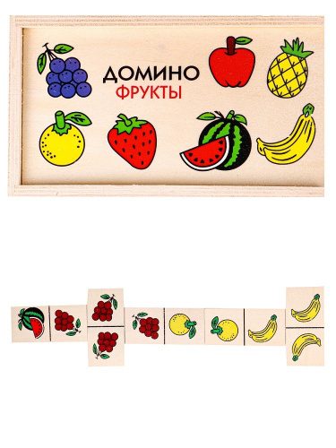 Домино детское Фрукты, деревянные детали ИД-1473
