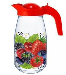 Кувшин стеклянный 1,5 л с крышкой Ягодный фреш Декостек 1607-Д