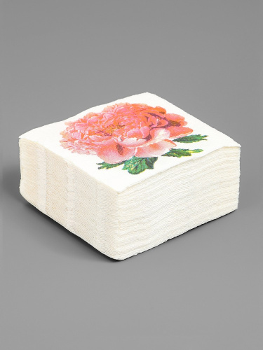 Салфетки бумажные  50шт. 24х24см однослойные Пион розовый Garmonia 10894278