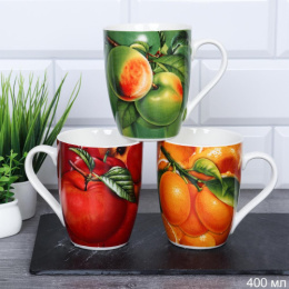 Кружка керамическая 400мл Фрукты, в ассортименте White Lily 4809-8/715632