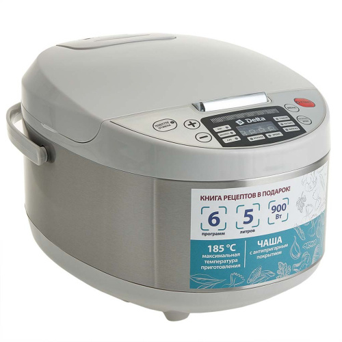 Мультиварка 5л, 900Вт, 6 программ, белый Delta DL-6529