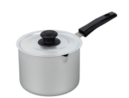 Ковш алюминиевый 1,0л с крышкой, пластиковая ручка, с носиком Калитва 14011