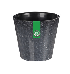 Горшок для цветов пластиковый Grenada со вставкой  1,6л d-16см гранит светло-серый IDIland 221609121/02