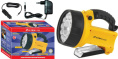 Фонарь аккумуляторный светодиодный 11LED + галоген + 8LED, 220В/12В, желтый Ultraflash UF3753LED