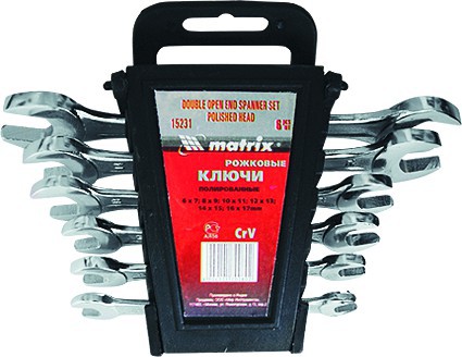 Ключи рожковые набор  6шт. 6-17мм хромированные Matrix 15231