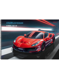 Альбом для рисования 32 листа Красная машина-10, гребень 32-7871