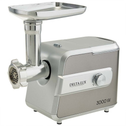 Мясорубка электрическая 3000Вт, без шинковки, серый/стальной Delta lux DE-603M