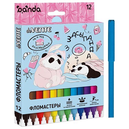 Фломастеры 12 цветов Devente Panda 5081127