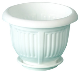 Кашпо пластиковое Лотос с поддоном 5л 25,5х25,5х20,5см белый Ар-Пласт 07023