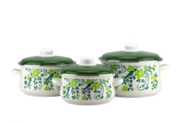 Эмаль набор посуды Магн 3 предм. кастрюли грушевидные с металл. крышками 2л, 3л, 4л Глория Эмаль Магнитогорск 7-308/6