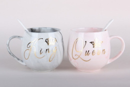 Кружки фарфоровые набор 2шт. 350мл King & Queen, в п/у Коралл 5833