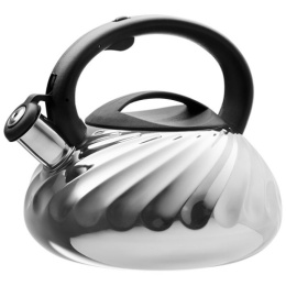 Чайник из нержавеющей стали со свистком 3,0л черная ручка, зеркальная полировка Webber BE-0590