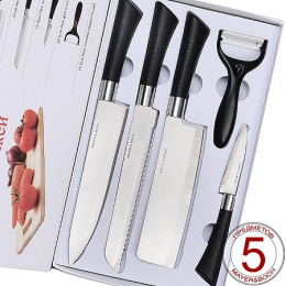 Набор ножей  5 предм. 3 ножа с пластиковыми ручками + топорик кухонный + овощечистка, в п/у Mayer & Boch 30739