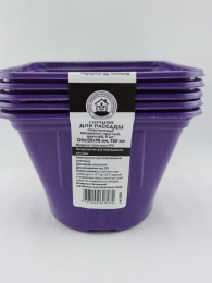 Горшок для рассады квадратно-круглый 12х12х9см, объем - 0,75л, формованный, цветной СЗТК