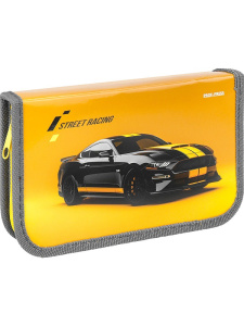 Пенал однокамерный Черное авто с полосами, большой ПН-8042