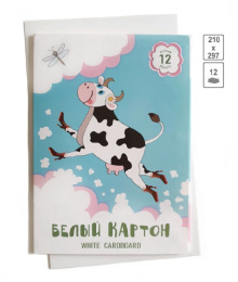 Картон белый  12 листов А4 мелованный Счастливая корова НБК-9414