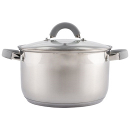 Кастрюля из нержавеющей стали  5,1л 220мм стеклянная крышка, Felicita Mallony 009389