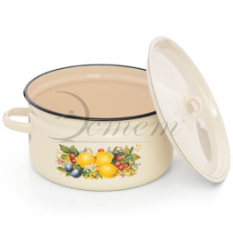 Кастрюля эмалированная  5,5л цилиндрическая с металл. крышкой с декором Изобилие Эстет ЭТ-72944