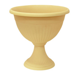 Вазон для цветов пластиковый Ливия низкий на ножке 12л d-37см h-37см белая глина Idea М3207