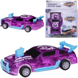 Машина инерционная пластиковая 1:32, разбивающаяся, фиолетовая, на блистере ABtoys С00405фиолетовая/601603
