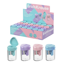 Точилка пластик 1 отверстие с контейнером ErichKrause Clickup Mini Pastel 66443
