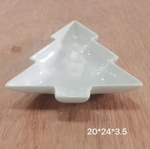 Салатник фарфоровый елка 200х240х35мм Новогодний, белый DF-3012/761377
