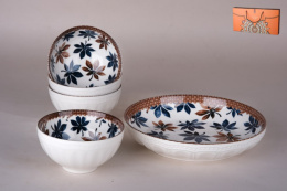 Набор подарочный фарфоровый 5 предметов (блюдо круглое 205мм + пиалы 330 мл - 4шт.), в п/у Коралл 8989