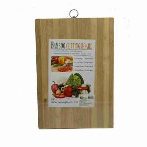 Доска разделочная деревянная бамбук 340х240х15мм с кольцом РД76811