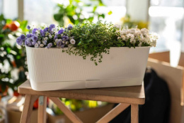 Ящик для цветов балконный пластиковый  40х17х13см Прованс с поддоном 6л, белый 5plast 5PL0336