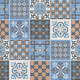 Коврик мерный в ванную комнату из ПВХ 0,65м х 15м Преображение Вилина 225PT-orange-blue