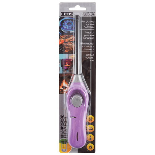 Зажигалка газовая GL-001V, фиолетовый Ecos 157797