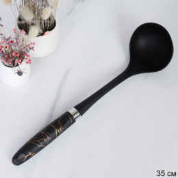 Половник нейлоновый 35см 0,11л пластиковая ручка Черный мрамор P-151/735151