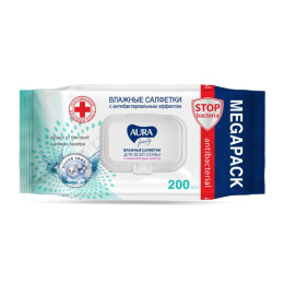 Салфетки влажные Family 200шт. для всей семьи, с клапаном Aura  3573176