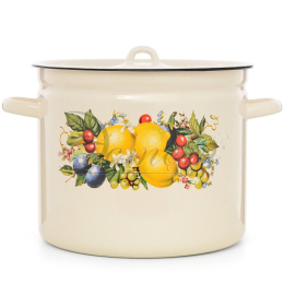 Кастрюля эмалированная  9,0л цилиндрическая с металл. крышкой с декором Изобилие Эстет ЭТ-72942