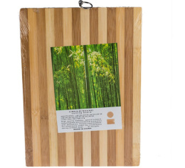 Доска разделочная деревянная бамбук 280х180х13мм с кольцом, полоска 62125