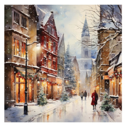 Алмазная мозаика на подрамнике 20х20см Новогодняя улица НД-7612