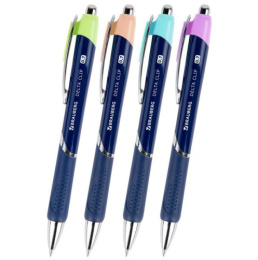 Ручка шариковая автоматическая Brauberg Delta Clip, синяя, 0,7мм, линия письма 0,35мм 144201